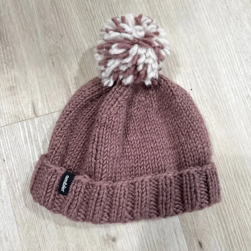 Ambler Kids Peek A Boo Wool Hat Bunny Knit Pom Beanie Winter Fleece Lined